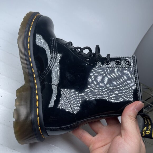 NEW Dr Martens 1460W Black Patent Leather Shiny 8 Eyelet Lace Up Boot 6 US 37 EU - Picture 11 of 16